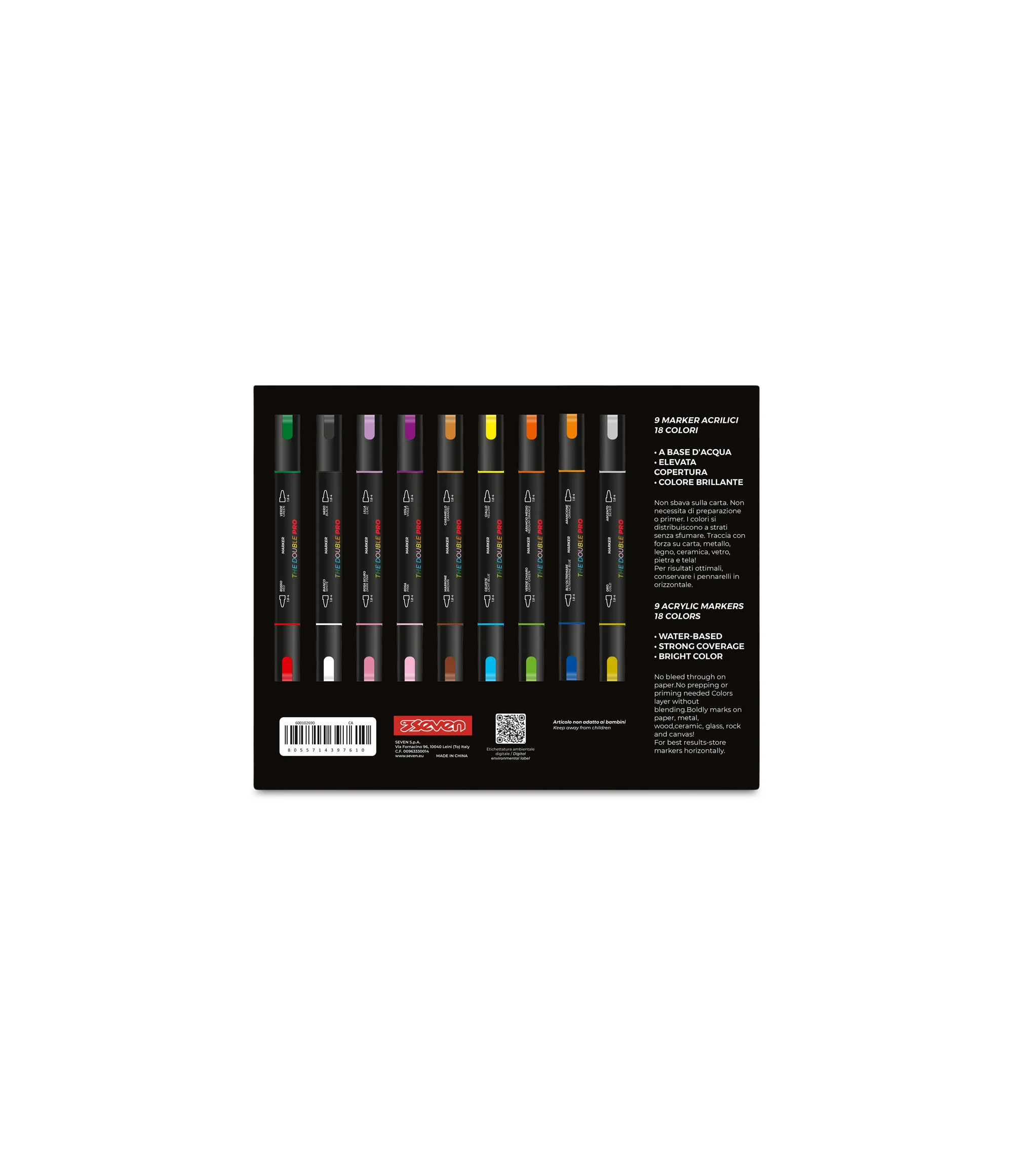 Seven The Double Pro 9 Marker acrilici Doppio Colore 900102634-000 - immagine 3